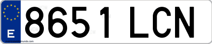 Ejemplo de matrícula de coche ordinaria 8651 LCN