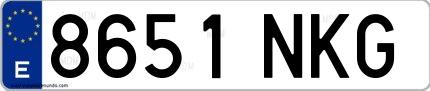 Ejemplo de matrícula española 8651 NKG