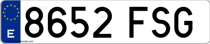 Ejemplo de matrícula de coche ordinaria 8652 FSG