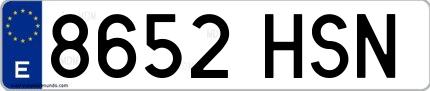 Ejemplo de matrícula española 8652 HSN