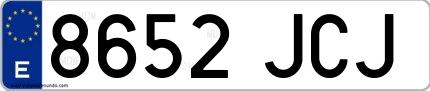 Ejemplo de matrícula española 8652 JCJ