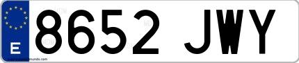 Ejemplo de matrícula española 8652 JWY