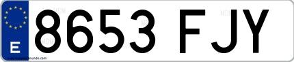 Ejemplo de matrícula española 8653 FJY