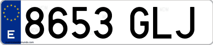 Ejemplo de matrícula de coche ordinaria 8653 GLJ