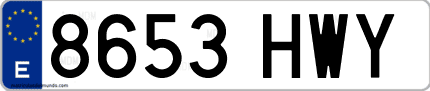 Ejemplo de matrícula de coche ordinaria 8653 HWY