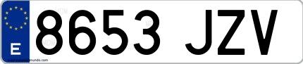 Ejemplo de matrícula española 8653 JZV