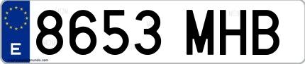 Ejemplo de matrícula española 8653 MHB