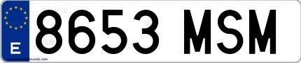 Ejemplo de matrícula española 8653 MSM