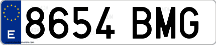 Ejemplo de matrícula de coche ordinaria 8654 BMG