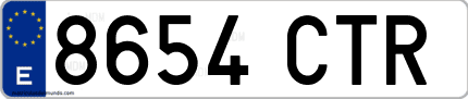 Ejemplo de matrícula de coche ordinaria 8654 CTR