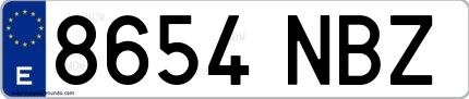 Ejemplo de matrícula española 8654 NBZ