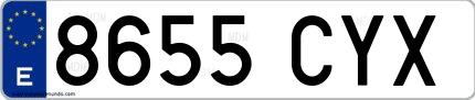 Ejemplo de matrícula española 8655 CYX
