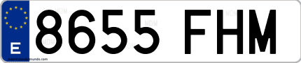 Ejemplo de matrícula de coche ordinaria 8655 FHM