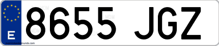 Ejemplo de matrícula de coche ordinaria 8655 JGZ