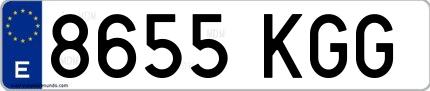 Ejemplo de matrícula española 8655 KGG