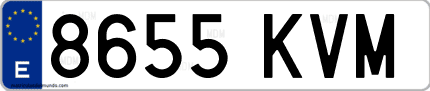 Ejemplo de matrícula de coche ordinaria 8655 KVM