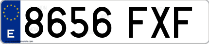 Ejemplo de matrícula de coche ordinaria 8656 FXF