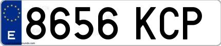 Ejemplo de matrícula española 8656 KCP