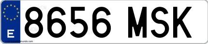 Ejemplo de matrícula española 8656 MSK