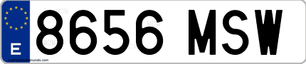 Ejemplo de matrícula de coche ordinaria 8656 MSW