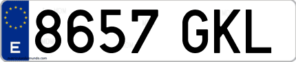 Ejemplo de matrícula de coche ordinaria 8657 GKL