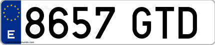 Ejemplo de matrícula de coche ordinaria 8657 GTD