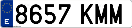 Ejemplo de matrícula de coche ordinaria 8657 KMM