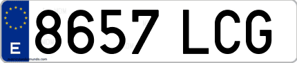 Ejemplo de matrícula de coche ordinaria 8657 LCG