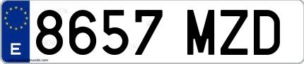 Ejemplo de matrícula española 8657 MZD