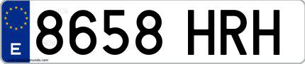 Ejemplo de matrícula española 8658 HRH