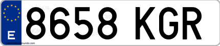 Ejemplo de matrícula de coche ordinaria 8658 KGR