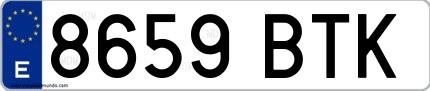 Ejemplo de matrícula española 8659 BTK