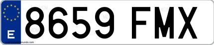 Ejemplo de matrícula española 8659 FMX