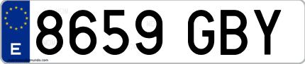 Ejemplo de matrícula de coche ordinaria 8659 GBY
