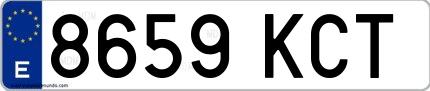 Ejemplo de matrícula española 8659 KCT
