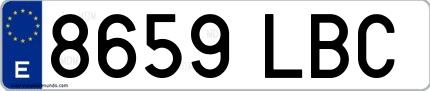 Ejemplo de matrícula española 8659 LBC