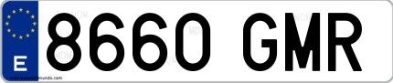 Ejemplo de matrícula española 8660 GMR