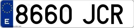 Ejemplo de matrícula española 8660 JCR