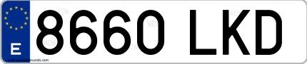 Ejemplo de matrícula española 8660 LKD