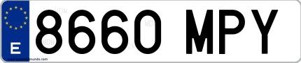 Ejemplo de matrícula española 8660 MPY