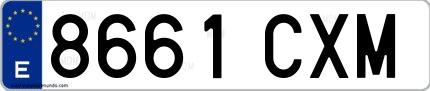 Ejemplo de matrícula española 8661 CXM