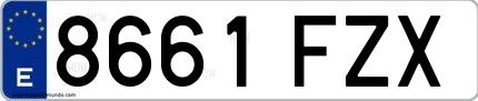 Ejemplo de matrícula española 8661 FZX