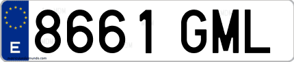 Ejemplo de matrícula de coche ordinaria 8661 GML