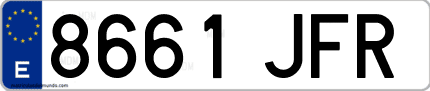 Ejemplo de matrícula de coche ordinaria 8661 JFR