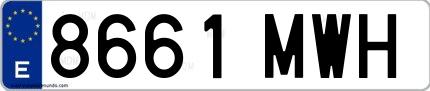 Ejemplo de matrícula española 8661 MWH