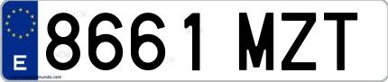 Ejemplo de matrícula española 8661 MZT