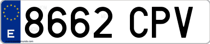 Ejemplo de matrícula de coche ordinaria 8662 CPV
