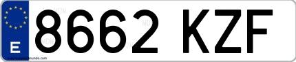 Ejemplo de matrícula española 8662 KZF