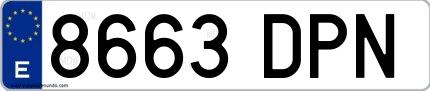 Ejemplo de matrícula española 8663 DPN