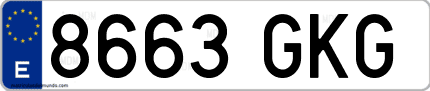 Ejemplo de matrícula de coche ordinaria 8663 GKG
